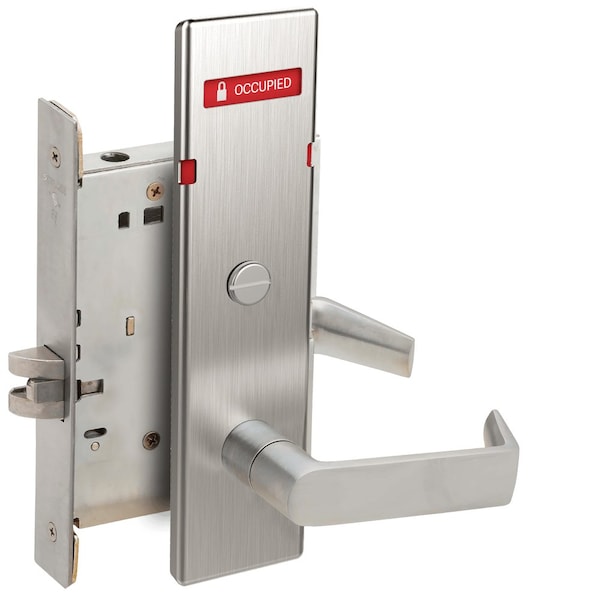 Schlage Grade 1 Privacy with Coin Turn Mortise Lock, 06 Lever, N Escutcheon, Satin Chrome L9044 06N 626 L283-722 - main